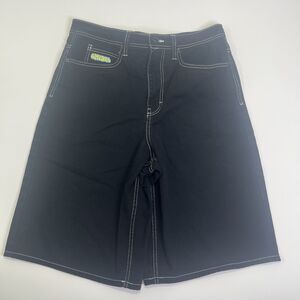 Empyre Mens Black Denim Shorts Size 32 Baggy Y2K Skater Hip Hop